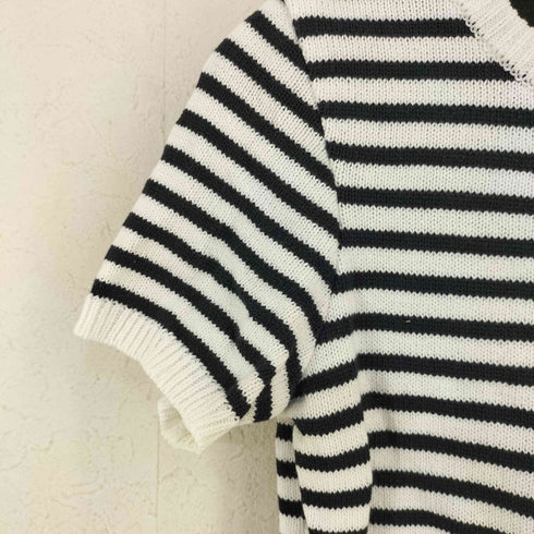 ルネ Rene 片フリル ボーダー クルーネックニット レディース